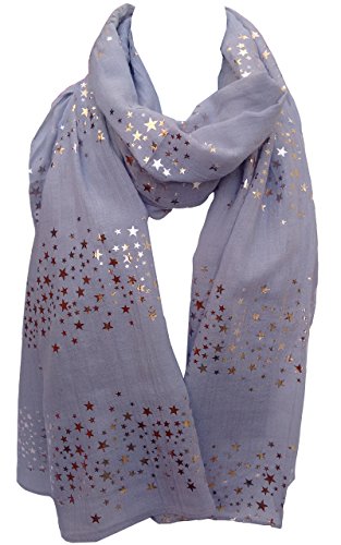 Glamlondon GlamLondon Galaxy Scarf Rose Gold Glitter Foil Stars Print Ladies Party Wedding Fashion Wrap