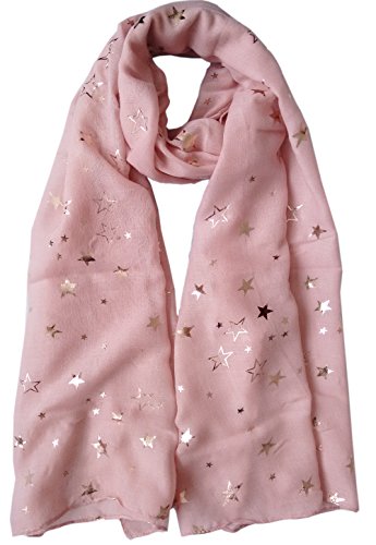 glamlondon GlamLondon Galaxy Scarf Rose Gold Glitter Foil Stars Print Ladies Party Wedding Fashion Wrap