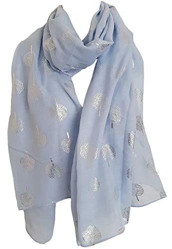 Glamlondon GlamLondon Glitter Mulberry Trees Scarf Womens Foil Printed Tree Fashion Ladies Wrap