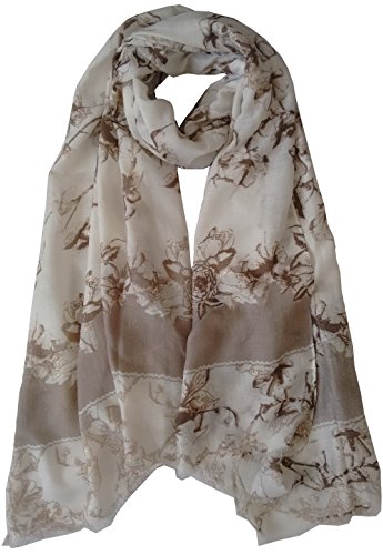 Glamlondon GlamLondon Gold Ink Flower Scarf Large Fashionable Printed Women Multi Purpose Wrap