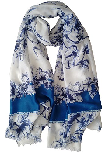 Glamlondon GlamLondon Gold Ink Flower Scarf Large Fashionable Printed Women Multi Purpose Wrap
