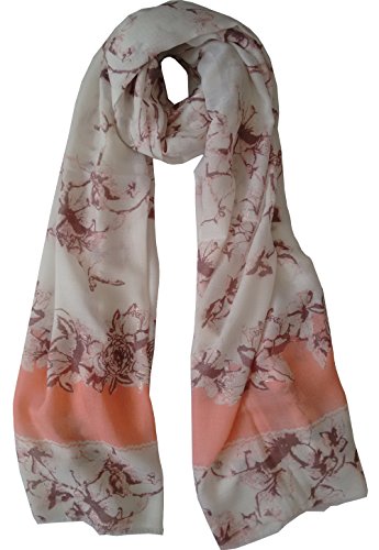 Glamlondon GlamLondon Gold Ink Flower Scarf Large Fashionable Printed Women Multi Purpose Wrap