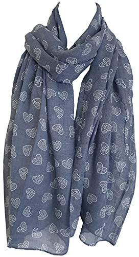 Glamlondon GlamLondon Heart Scarf Womens Hearts Love Printed Fashion Ladies Wrap