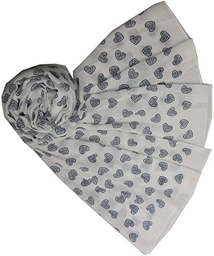 Glamlondon GlamLondon Heart Scarf Womens Hearts Love Printed Fashion Ladies Wrap