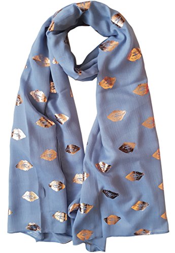 Glamlondon GlamLondon Kisses Scarf Womens Rose Gold Kissing Lips Glitter Foil Fashion Ladies Wrap