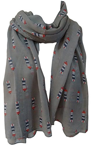 Glamlondon GlamLondon Lighthouse Print Scarf Large Size Fashionable Unique Printed Women Multi Purpose Wrap