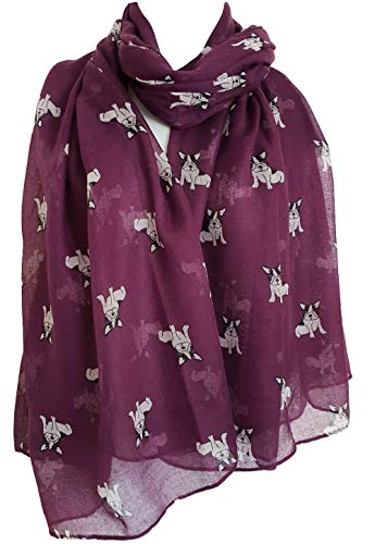 Glamlondon GlamLondon Little Bulldog Print Scarf Long Size French Dogs Animal Printed Ladies Wrap