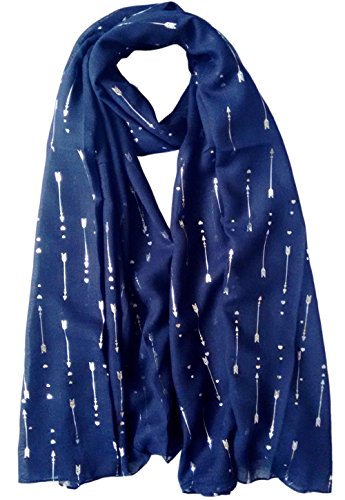 glamlondon GlamLondon Love Arrows Scarf Womens Glitter Foil Heart Fashion Ladies Wrap