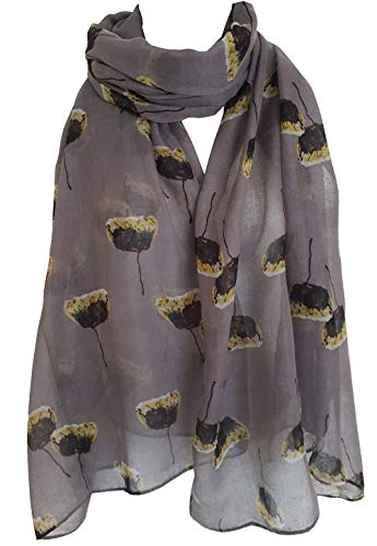 Glamlondon GlamLondon Painted Poppies Print Scarf Womens Poppy Flower Fashion Floral Shawl Wrap