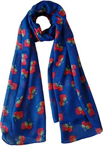 Glamlondon GlamLondon Red Strawberry Print Summer Fruits Scarf
