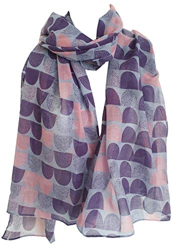 glamlondon GlamLondon Scallop Shapes Print Scarf Women's Unique Motif Soft Long Ladies Wrap