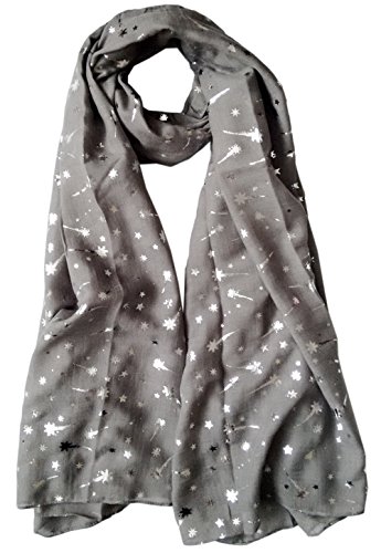 Glamlondon GlamLondon Shooting Stars Scarf Glitter Foil Print Fashion Ladies Womens Classy Party Wrap