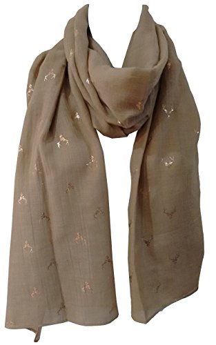 Glamlondon GlamLondon Stag Scarf Rose Gold Glitter Foil Deer Reindeer Stags Print Ladies Party Christmas Wrap