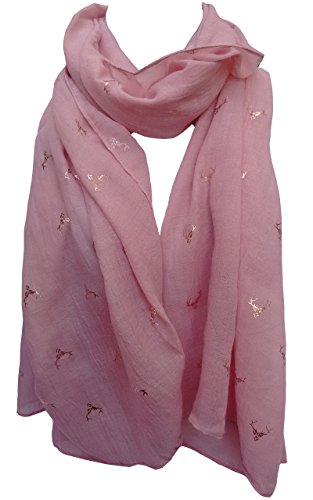Glamlondon GlamLondon Stag Scarf Rose Gold Glitter Foil Deer Reindeer Stags Print Ladies Party Christmas Wrap