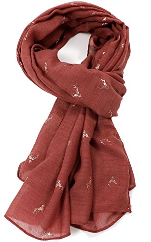 Glamlondon GlamLondon Stag Scarf Rose Gold Glitter Foil Deer Reindeer Stags Print Ladies Party Christmas Wrap