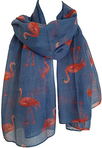 Glamlondon GlamLondon Watercolour Flamingo Scarf Ladies Lightweight Printed Fashion Oversize Wrap