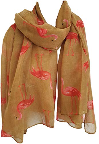 Glamlondon GlamLondon Watercolour Flamingo Scarf Ladies Lightweight Printed Fashion Oversize Wrap