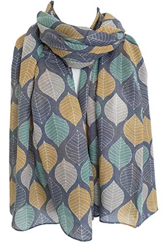 Glamlondon GlamLondon Women's Beautiful Designed Large Leaves Print Scarf