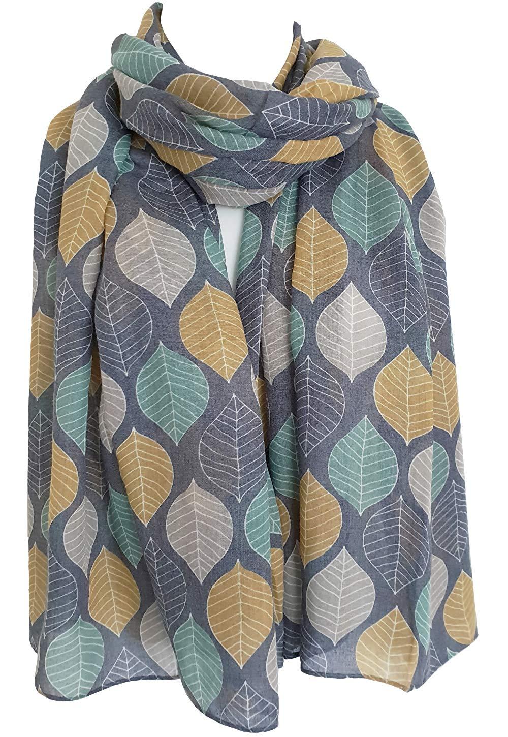 glamlondon GlamLondon Women's Beautiful Designed Large Leaves Print Scarf