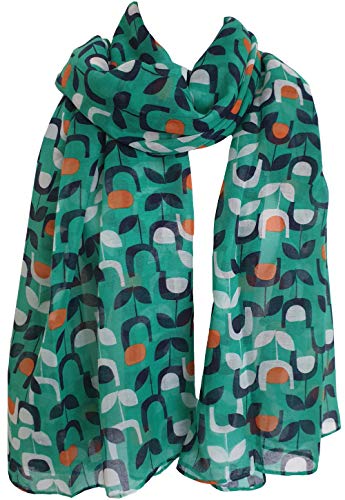 Glamlondon GlamLondon Women's Block Floral Print Scarf Retro Wrap