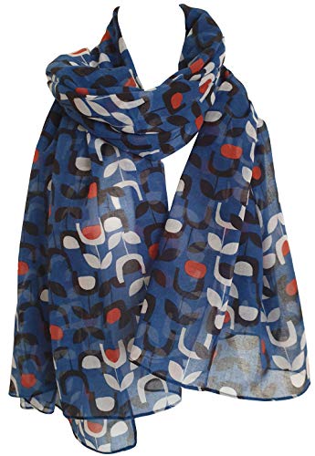 glamlondon GlamLondon Women's Block Floral Print Scarf Retro Wrap