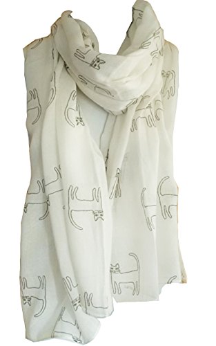 Glamlondon GlamLondon Women's Cat Printed Kitty Sketch Scarf
