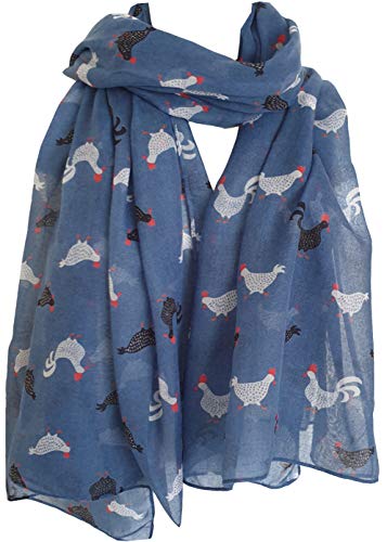 glamlondon GlamLondon Women's Chicken Hen Rooster Print Scarf