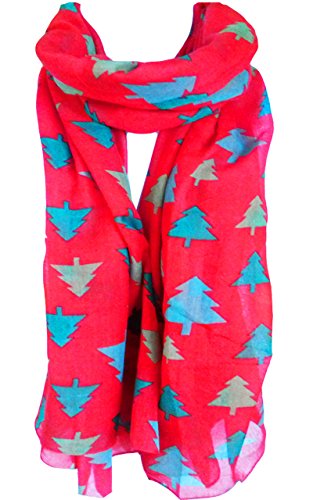 glamlondon GlamLondon Women's Christmas Tree Printed Scarf