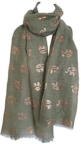 Glamlondon GlamLondon Women's Elephant Print Glitter Rose Gold Scarf