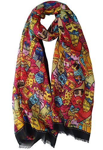 Glamlondon GlamLondon Women's Kitty Faces Cat Print Scarf