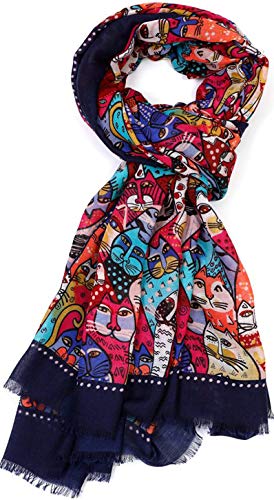 Glamlondon GlamLondon Women's Kitty Faces Cat Print Scarf
