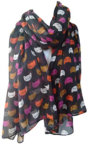 glamlondon GlamLondon Women's Kitty Faces Cat Print Scarf