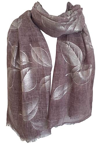 Glamlondon GlamLondon Women's Leaves Silver Glitter Print Scarf