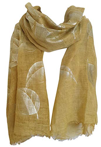 glamlondon GlamLondon Women's Leaves Silver Glitter Print Scarf