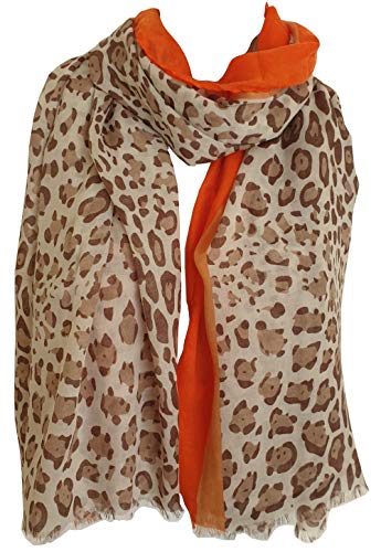 Glamlondon GlamLondon Women's Leopard Print Coloured Border Scarf