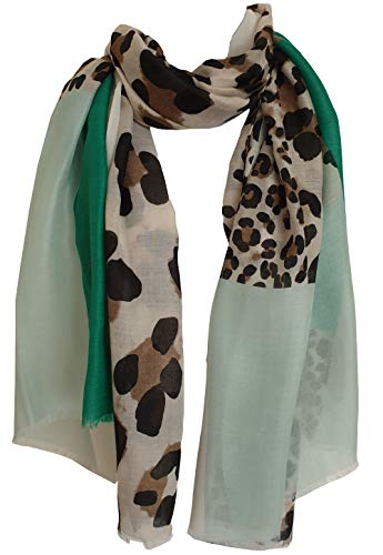 Glamlondon GlamLondon Women’s Leopard Print Scarf Multi Coloured Border