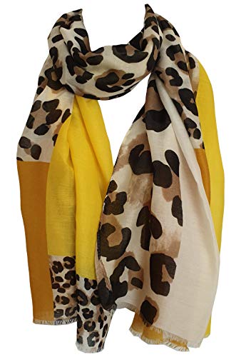 Glamlondon GlamLondon Women’s Leopard Print Scarf Multi Coloured Border