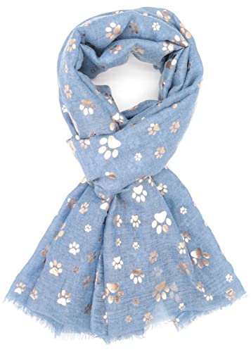 Glamlondon GlamLondon Women's Paw Print Scarf Metallic Foil Animal Cats Dogs Paws Glitter Wraps Shawl Scarves