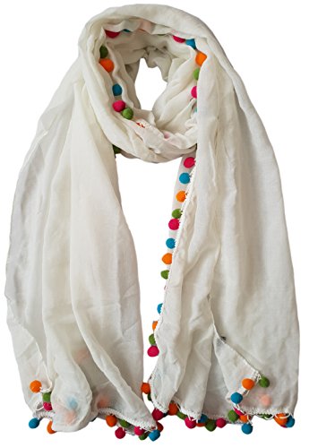 Glamlondon GlamLondon Women's Rainbow Pompom Edge Scarf