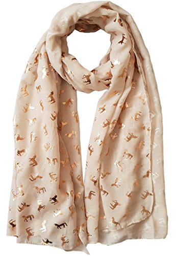 Glamlondon GlamLondon Women's Rose Gold Unicorn Print Scarf