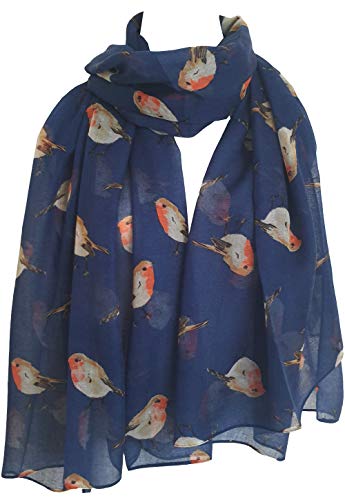 glamlondon GlamLondon Women’s Watercolour Robin Bird Printed Christmas Scarf