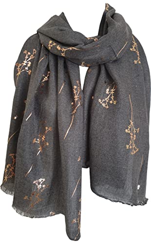 Glamlondon Glitter Sparkle Branches Printed Womens Large Gift For Her Scarves Summer Fashion GlamLondon