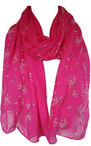 glamlondon Pink Floral Scarf Womens Ladies Embossed Flowers New Wrap Hijab Shawl