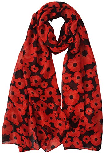 glamlondon Poppy Scarf Red Poppies Printed Large Soft Flower Floral Ladies Womens Wrap