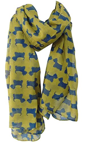 Glamlondon Scottie Dog Scarf Westie Dogs Breed West Highland Scottish Terrier Ladies Womens Wrap Shawl Sarong