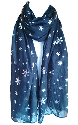 Glamlondon Snowflake Scarf Glitter Christmas Frozen Snow Flakes Womens Large Gift For Her Scarves