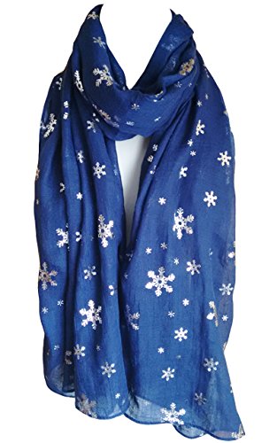 Glamlondon Snowflake Scarf Glitter Christmas Frozen Snow Flakes Womens Large Gift For Her Scarves