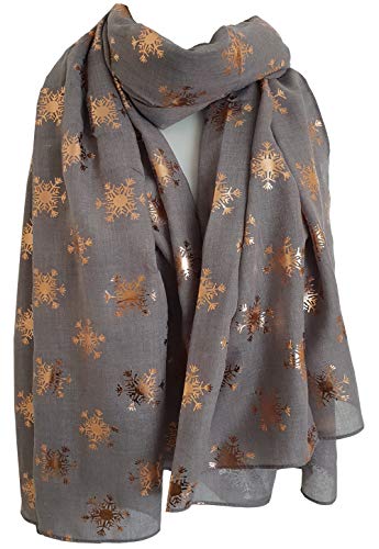 glamlondon Snowflake Scarf Glitter Christmas Frozen Snow flakes Womens Large Gift for Her Scarves
