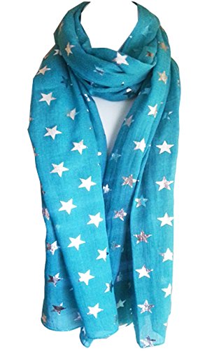 Glamlondon Star Scarf Glitter STARS Silver Foil Print Fashion Ladies Womens Classy Party Wrap