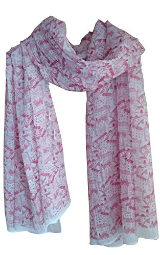 Glamlondon Womens Scarf Sleepy City Printed Large Soft Sarong Shawl Houses Home Ladies Wrap